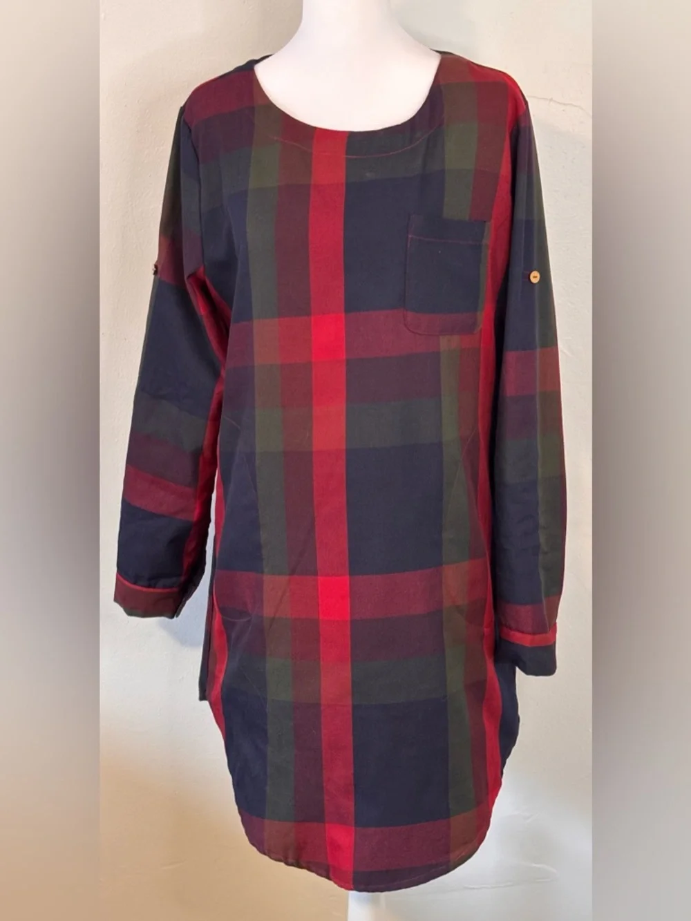 🌸 Cupshe Buffalo Plaid Flannel-Style Mini Shirt Dress Size Small